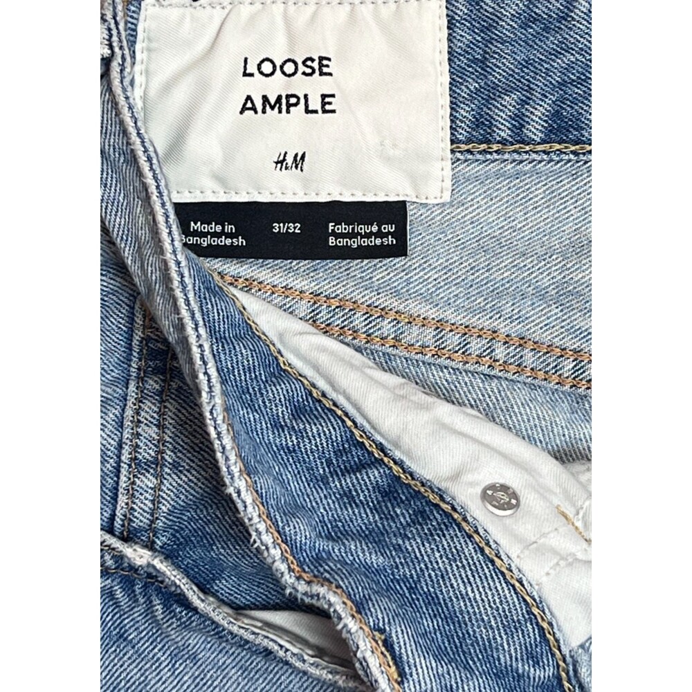 H&M Loose Fit Light Wash Baggy Denim Jeans Men's 31x32 Relaxed Straight Leg - Picture 2 of 9